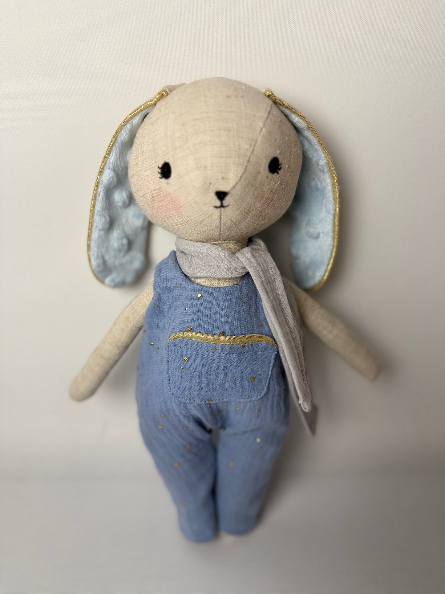 Lapin Luca-Salopette en double gaze à pois dorés