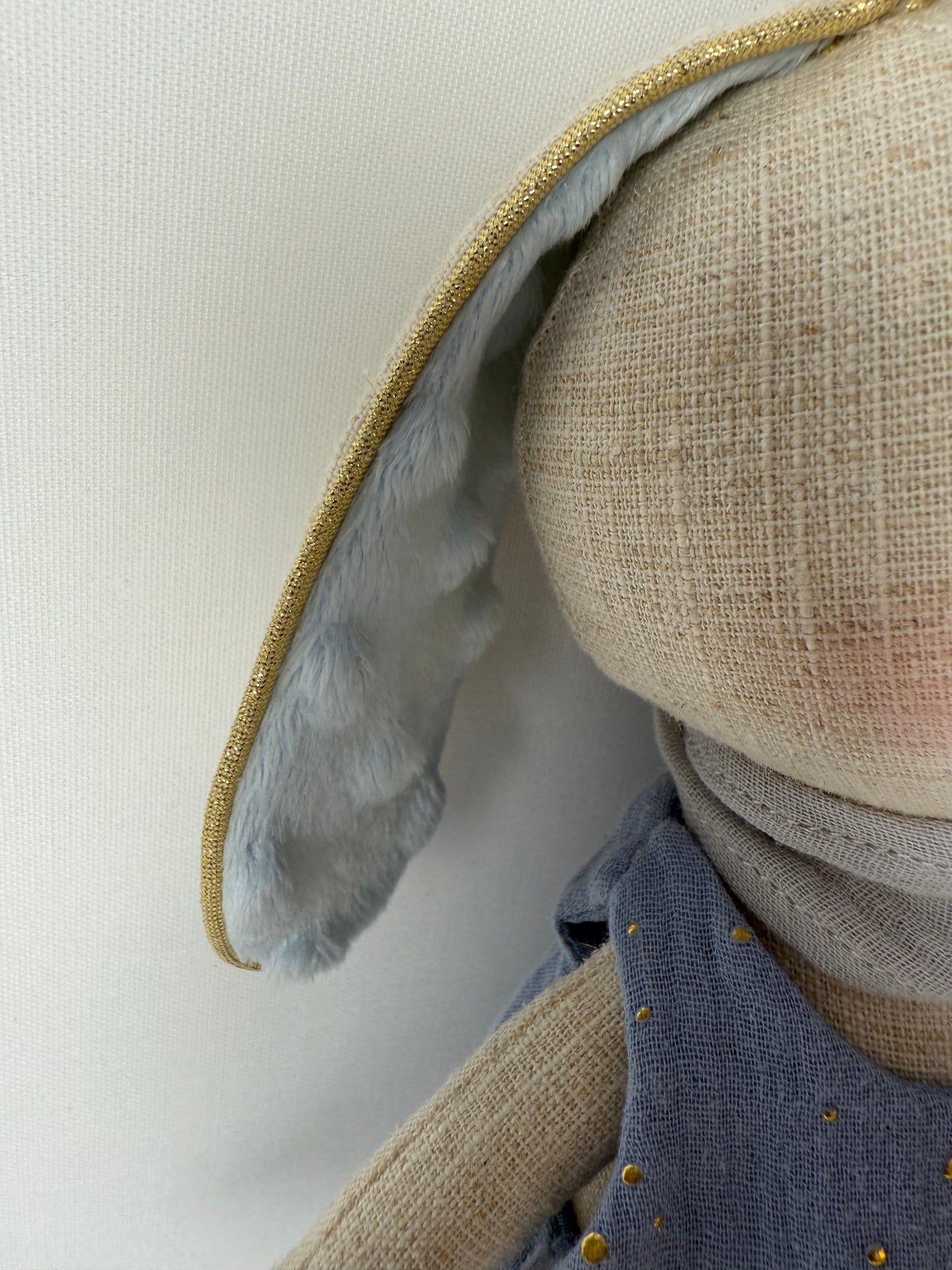 Lapin Luca-Salopette en double gaze à pois dorés