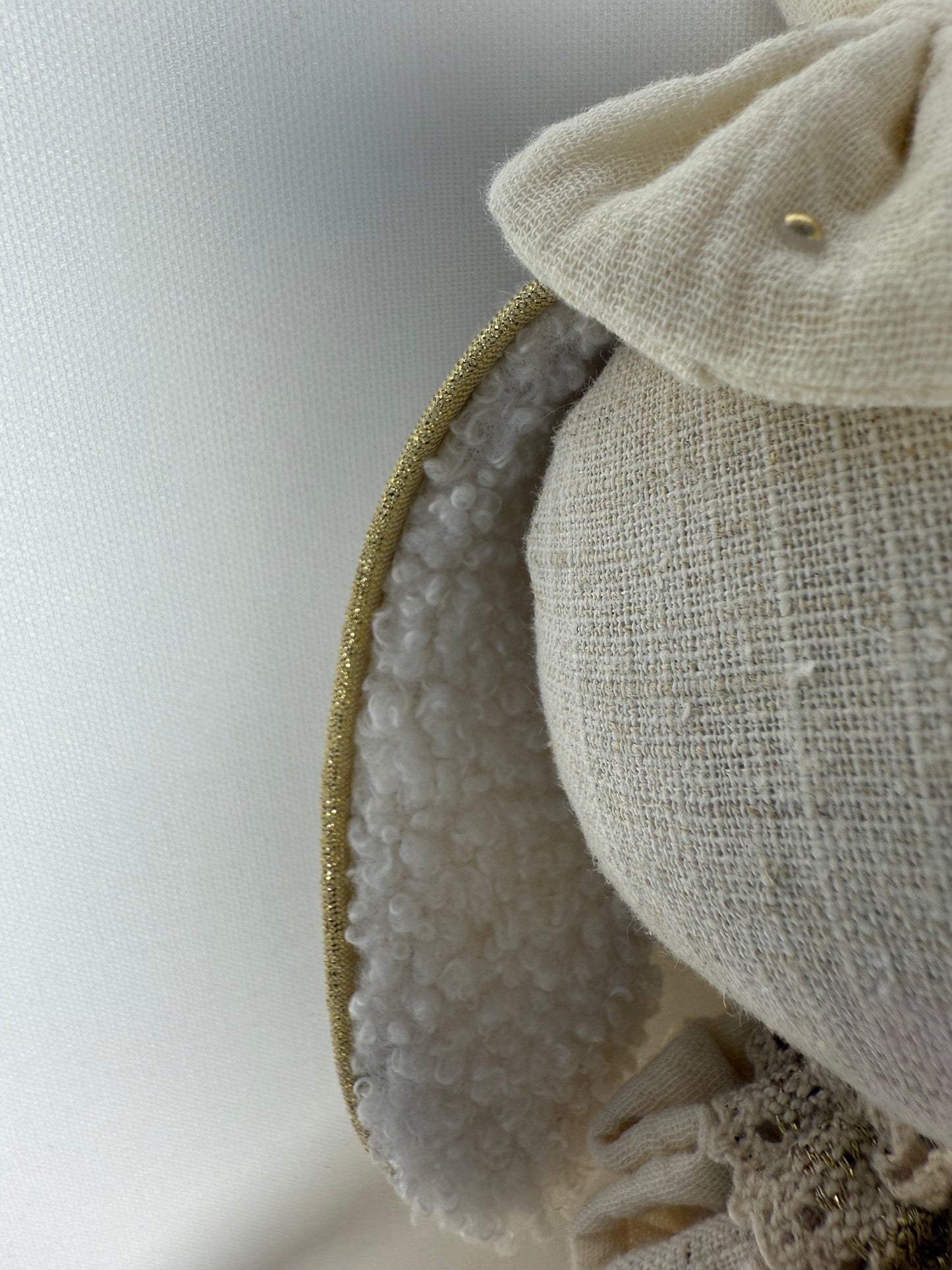 Lapine Luna-Robe et collerette en double gaze à pois dorés