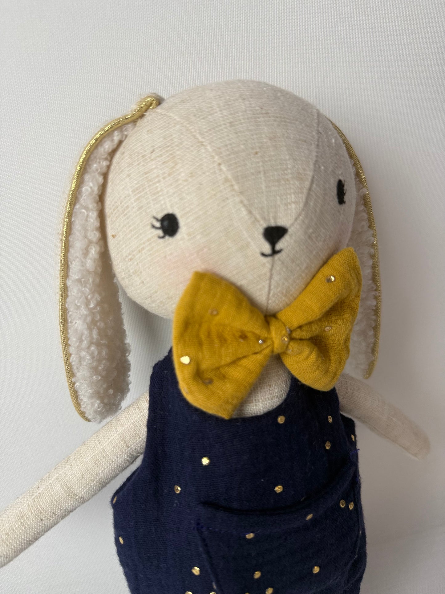 Lapin Lino-salopette en double gaze à pois dorés