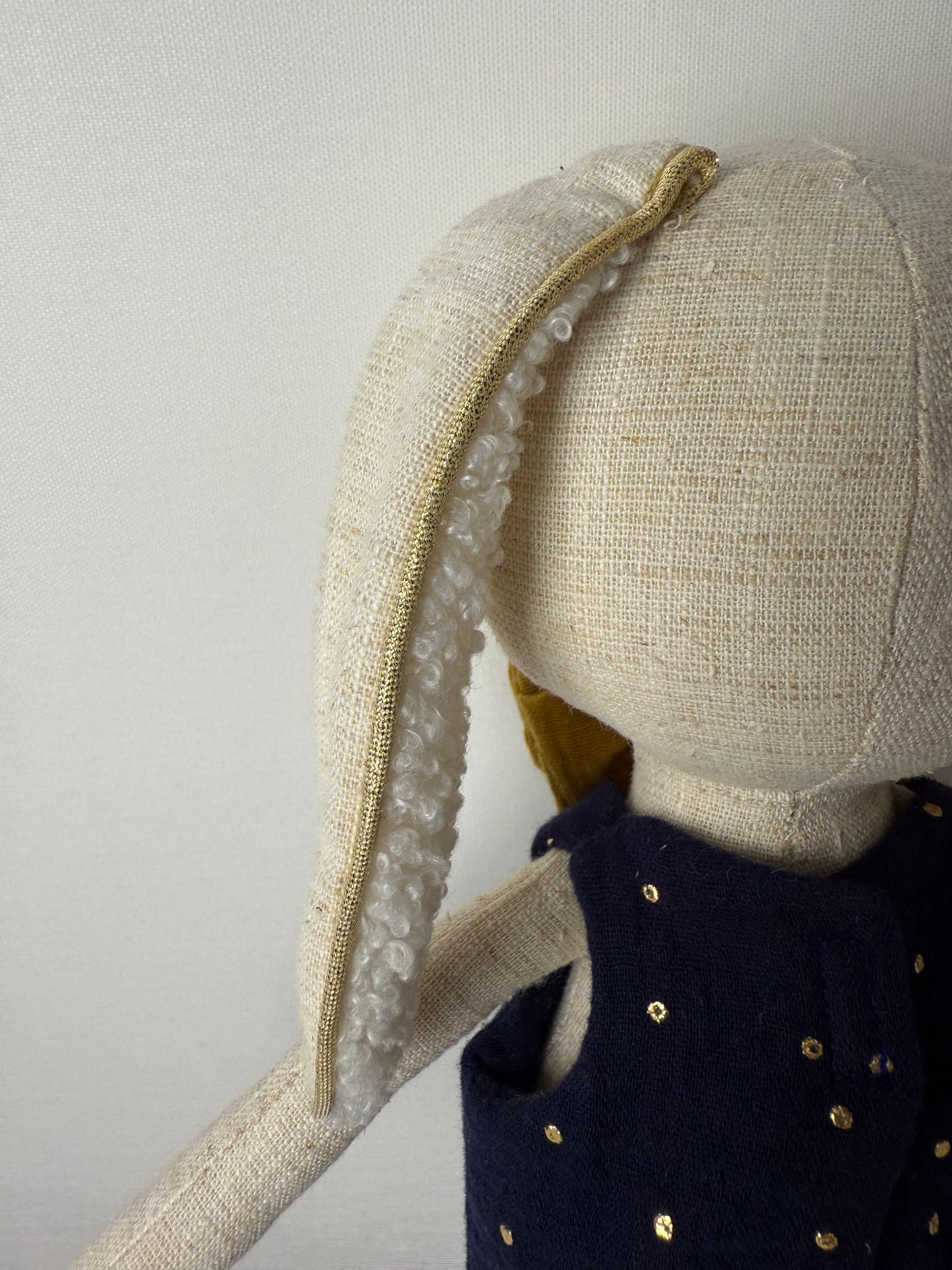 Lapin Lino-salopette en double gaze à pois dorés